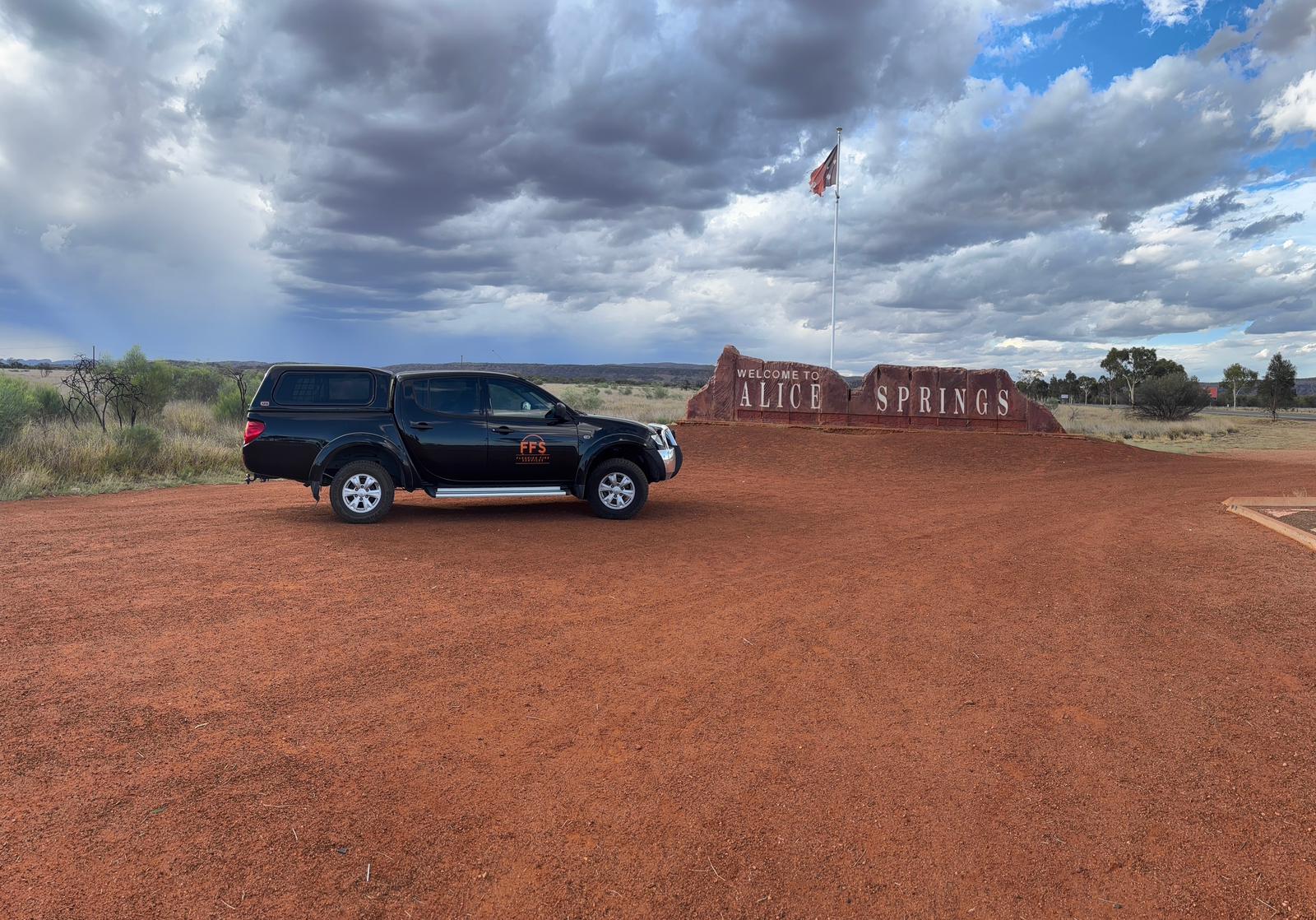 FFS 4WD vehicle at an Alice Springs project — interstate reach into the Northern Territory